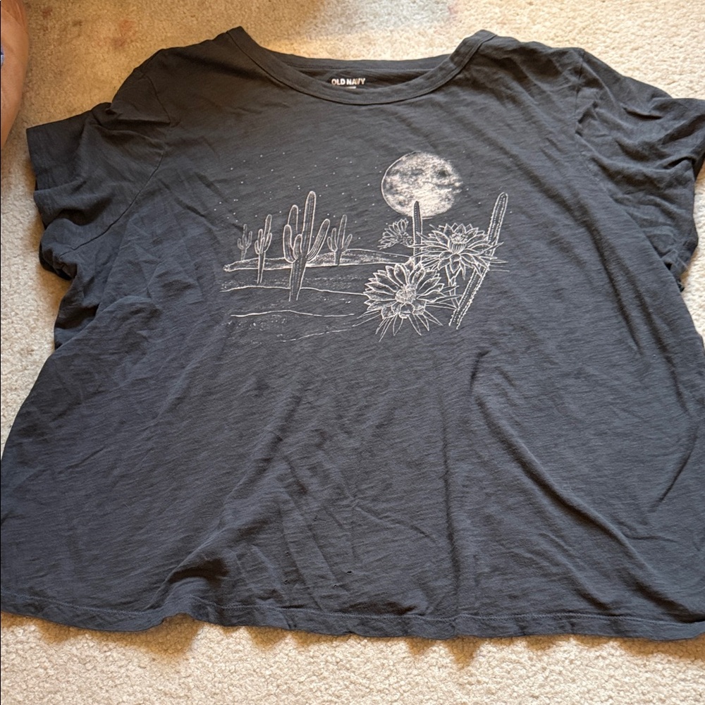 Old Navy Charcoal Cactus Moon Women's Tee